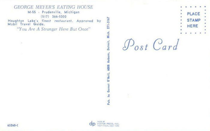 George Meyers Eating House - Vintage Postcard